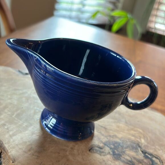 Vintage FiestaWare Ring Handled Cobalt Creamer - Picture 1 of 6